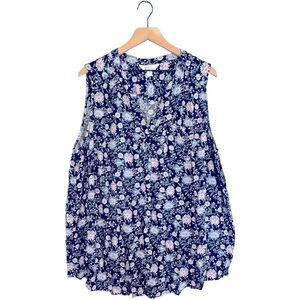 Market & Spruce Navy Floral Sleeveless Blouse Size‎ 3X NWOT